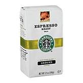 Starbucks Espresso Roast dark roast ground coffee, 100% arabica coffee Left Picture